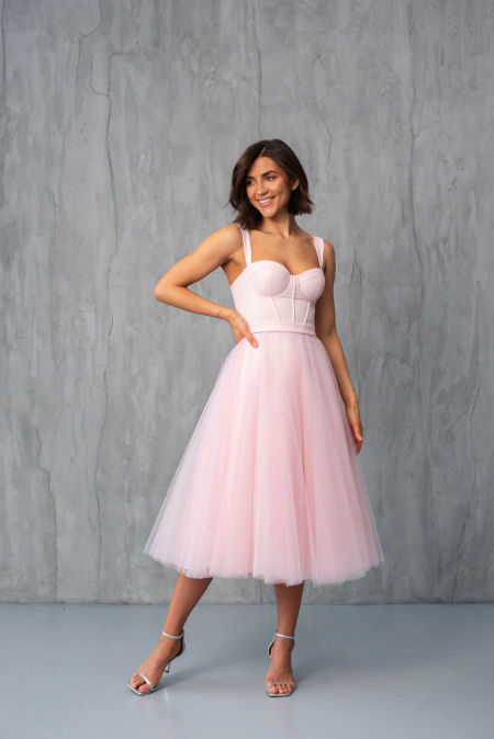 Emily midi pudrowy róż